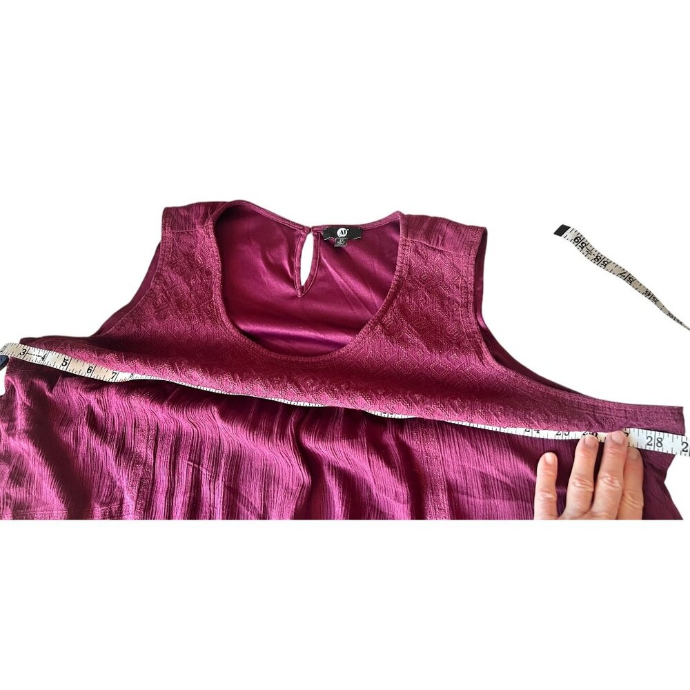 Womens 2X Maroon High/Low Dress By Ai  Diamond bodice Pattern Crinkle Fabric - Picture 7 of 16